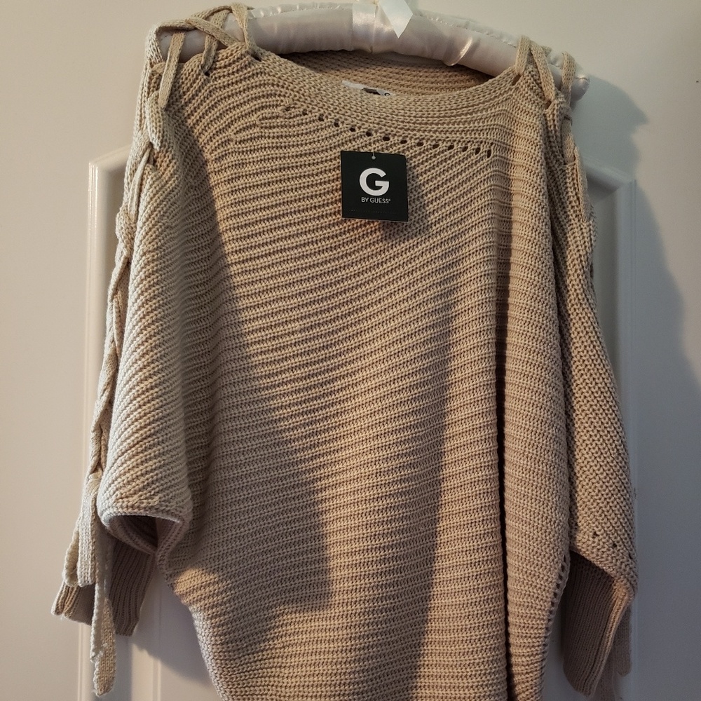 G by Guess Gigi Lace Up Sleeve Sweater